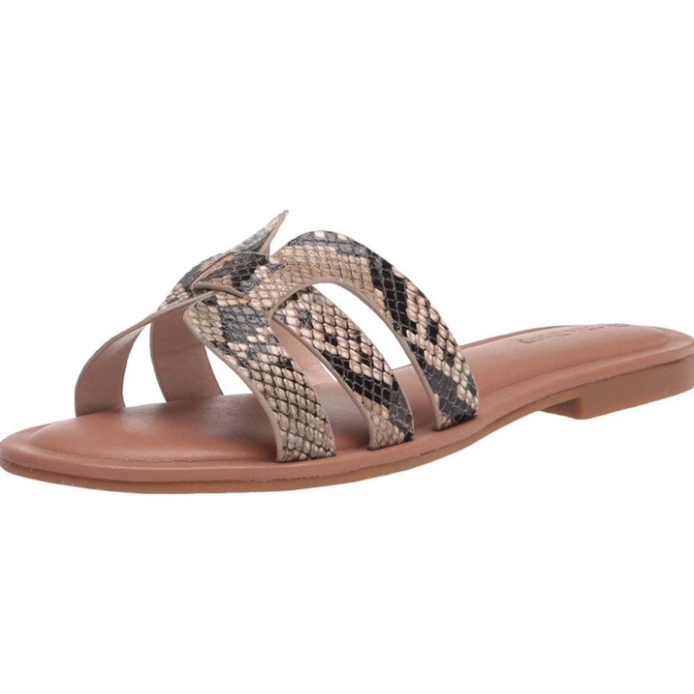 New The Drop Women's Monika Flat H-Band Slide Sandal size 8 snake print NEW